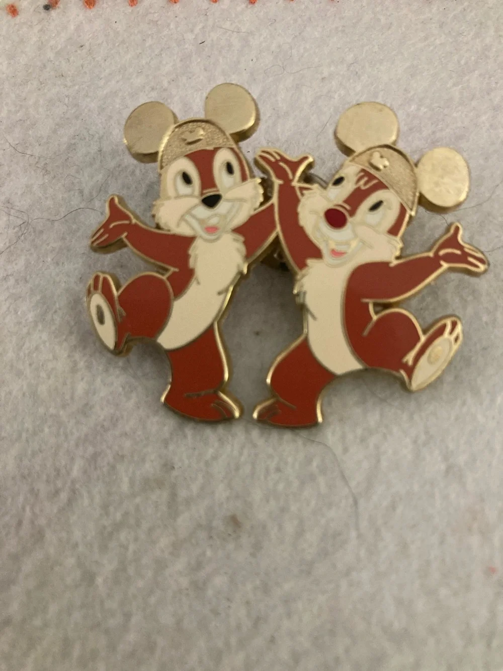 Disney Chip 'n' Dale Gold & Brown Enamel Pin Duo